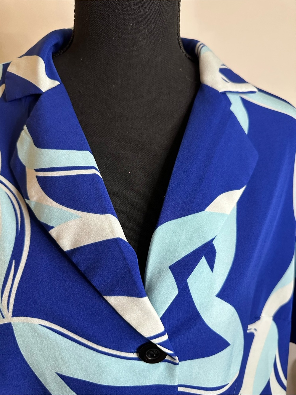 SHEIN Blue & White Abstract Print Two-Piece Wide Leg Pantsuit - Size 1X - Picture 7 of 15